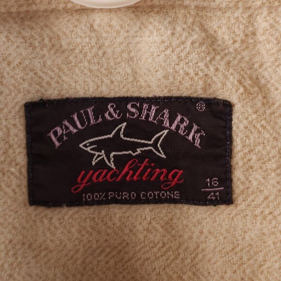 Paul & Shark Flannel Italy Cotton Herringbone Button-Down 16 Heavyweight Beige - Picture 10 of 16